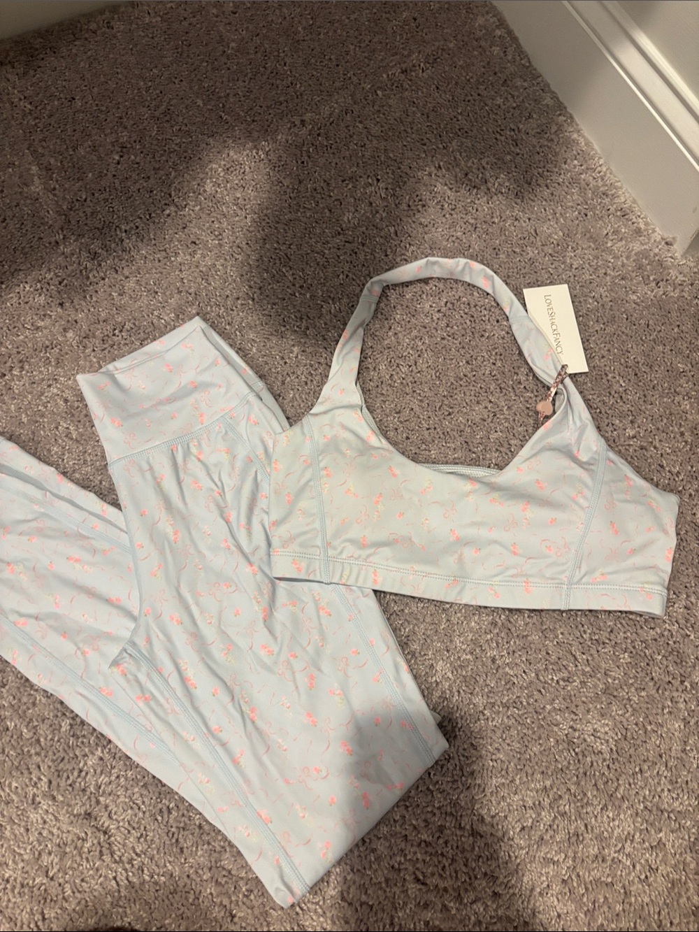 LOVESHACKFANCY DIEDRA BRA AND LEGGING IN CIDER SKY